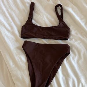 Jade Swim Rounded Edges Top with Incline Bottom in Mocha - New